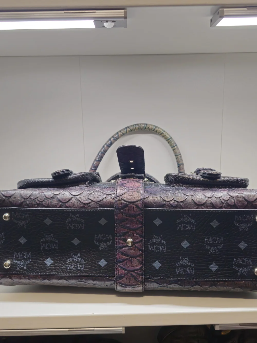 MCM Black Crocodile Iridescent Duffle bag